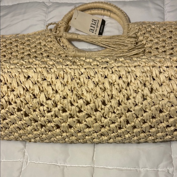 A.N.A. Tan Woven Tote Bag with Tassel - Picture 8 of 9